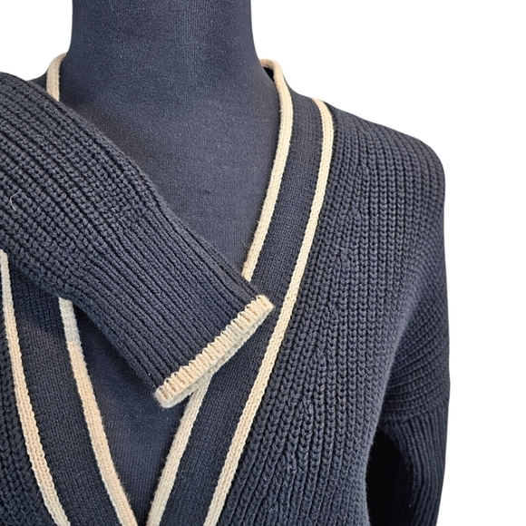 J. Crew Ribbed V-Neck Cotton Cardigan Sz XS Black Nautical Prep Old Money Staple - Picture 12 of 16